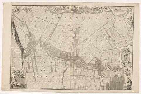 Map of Loenen and surroundings, anonymous, 1726 - 1737 Canvas Print