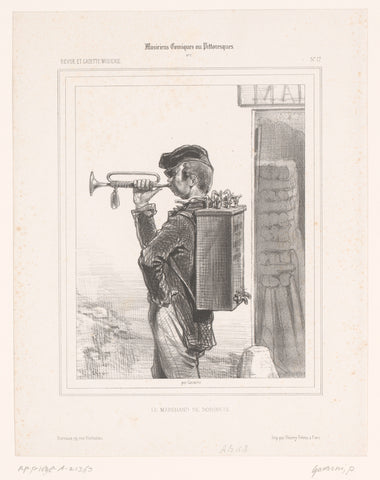 Salesman of tapes plays trumpet, Paul Gavarni, 1844 Canvas Print