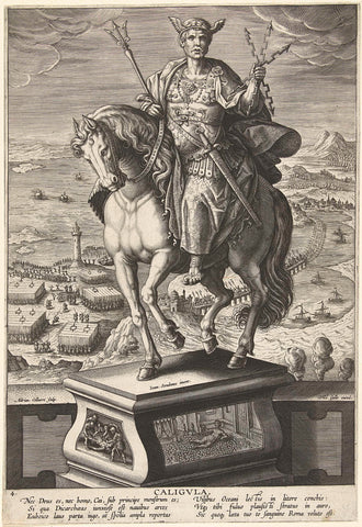 Emperor Caligula on horseback, Adriaen Collaert, 1587 - 1589 Canvas Print