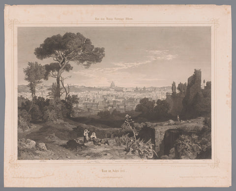 View of Rome from the hills at the Baths of Caracalla, Karl August Lindemann-Frommel, 1851 - 1859 Canvas Print