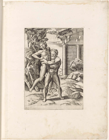 Hercules in Antaeus, Gaspare Oselli, 1560 - 1570 Canvas Print