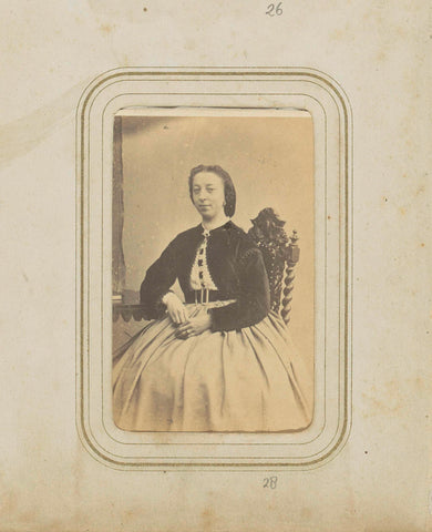 Portrait of a woman with a long skirt with a belt and a bolero, firm JH Buckmann, c. 1855 - c. 1880 Canvas Print