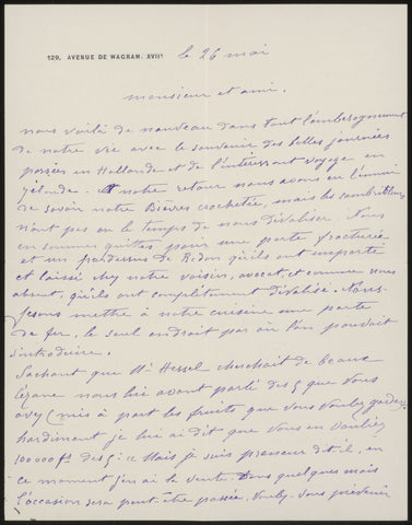 Letter to Andries Bonger, Camille Redon, 1913 Canvas Print