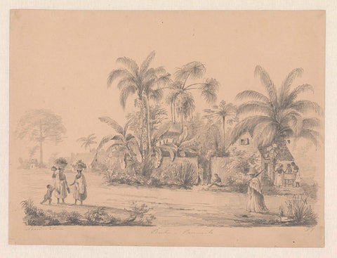 Streetscape just outside Paramaribo, Hendrik Huygens, after 1849 - before 1851 Canvas Print