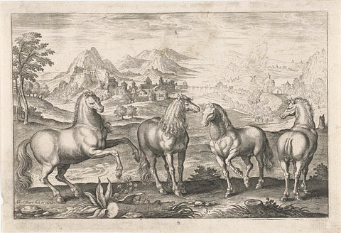 Horses, Adriaen Collaert, 1595 - 1599 Canvas Print