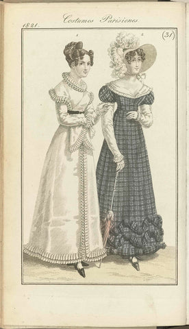 Journal des Dames et des Modes, editie Frankfurt 29 July 1821, Costumes Parisiens (31), anonymous, 1821 Canvas Print