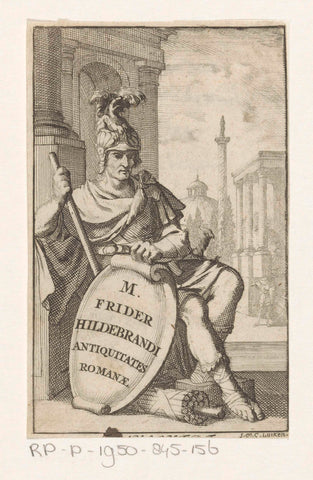 Roman soldier leaning on a shield, Jan Luyken, 1694 Canvas Print