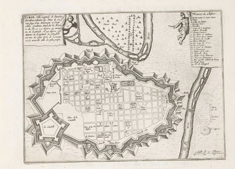 Map of Turin, 1693, anonymous, 1693 Canvas Print