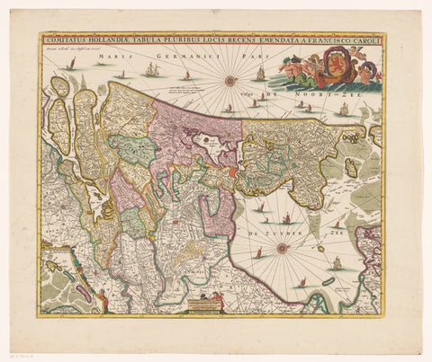 Map of the county of Holland, anonymous, 1686 - 1711 Canvas Print