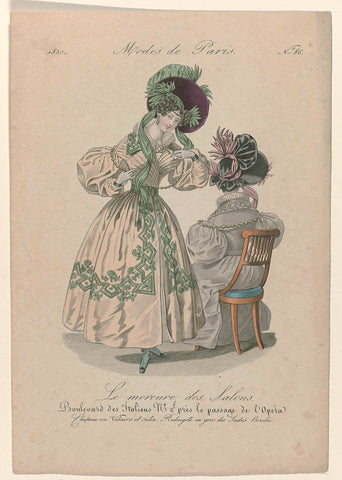 Le Mercure des Salons, 1830, No. 86 : Chapeau en Velours et satin (...), anonymous, 1830 Canvas Print