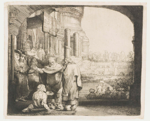 Peter and John healing the cripple at the gate of the temple, Rembrandt van Rijn, 1659 Canvas Print