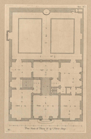 Floor plan of the first floor of the Palazzo Campanella in Genoa, Nicolaes Ryckmans, 1622 Canvas Print