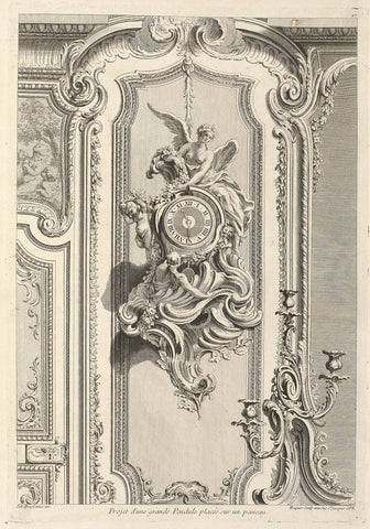 Design for a tail clock, Gabriel Huquier, Juste Aurèle Meissonnier, 1738 - 1749 Canvas Print