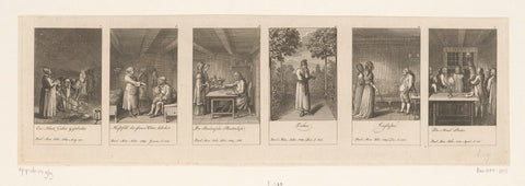 Six performances from the series Berlin fads, Daniel Nikolaus Chodowiecki, 1788 Canvas Print