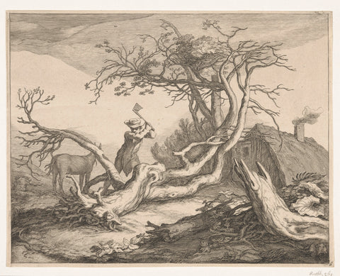 Rural view with a woodccker, Frederick Bloemaert, after 1647 Canvas Print