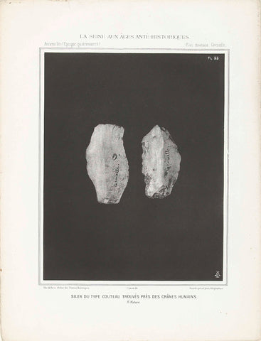 Two prehistoric flint knives, found in the catchment area of the Seine, anonymous, 1869 Canvas Print