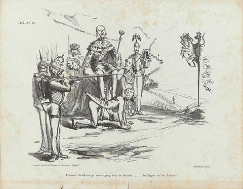 Cartoon on the German Emperor Wilhelm I, 1862, Johan Michaël Schmidt Crans, 1862 Canvas Print