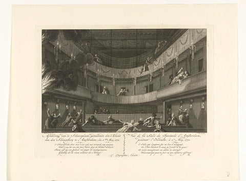 Hall of the Amsterdam Theatre at the outbreak of the fire, 1772, Cornelis Bogerts, 1772 Canvas Print