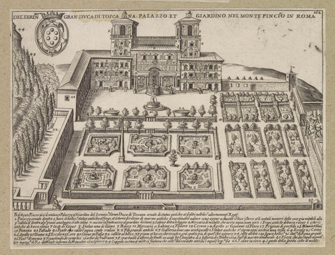 Villa Medici and gardens in Rome, Giacomo Lauro, in or after 1637 Canvas Print