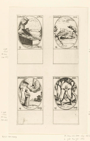 Saint Servatius of Maastricht, Saint Boniface of Tarsus, Saint Pachomius the Elder, Saint Corona of Egypt (13-14 May), Jacques Callot, 1632 - 1636 Canvas Print