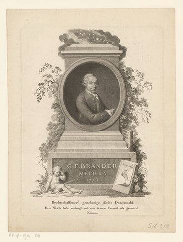 Portret van Georg Friedrich Brander, Johann Esaias Nilson, 1774 - 1788 Canvas Print