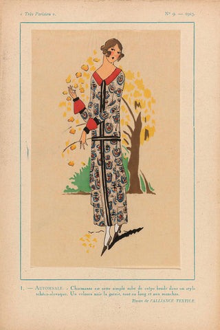 Très Parisien, 1923, No 9.1 - AUTOMNALE. - Charmante est cette simple robe..., anonymous, 1923 Canvas Print