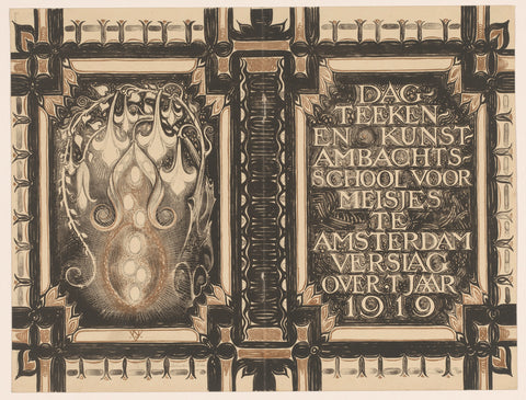 Band design for: Verslag der Dagteeken- en Kunstambachtschool voor Meisjes te Amsterdam over het jaar 1919, Nicolaas van de Vecht, in or after 1919 Canvas Print