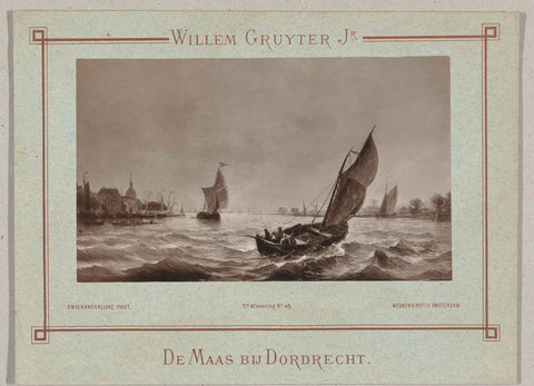 Photo reproduction of a painting by Willem Gruyter Jr. (1817-1880), De Maas near Dordrecht, Wegner & Mottu, c. 1880 - c. 1900 Canvas Print