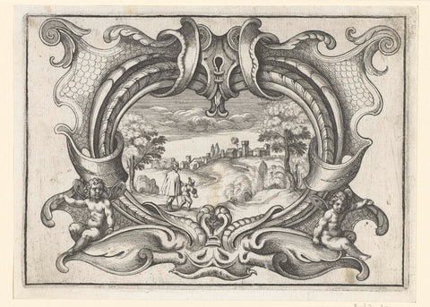 Cartouche with two winged putti, Daniel Rabel, 1634 Canvas Print