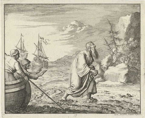 Johannes the evangelist exiled to Patmos, Jan Luyken, 1685 Canvas Print