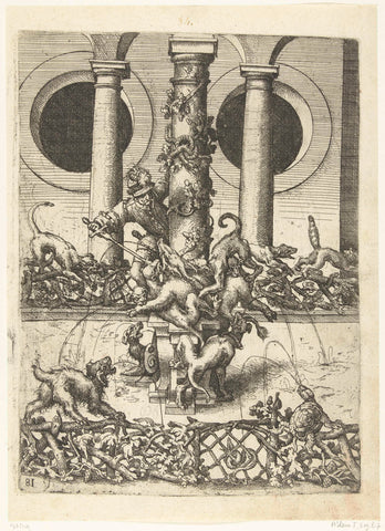 Fountain, Wendel Dietterlin (I), 1560 - 1598 Canvas Print