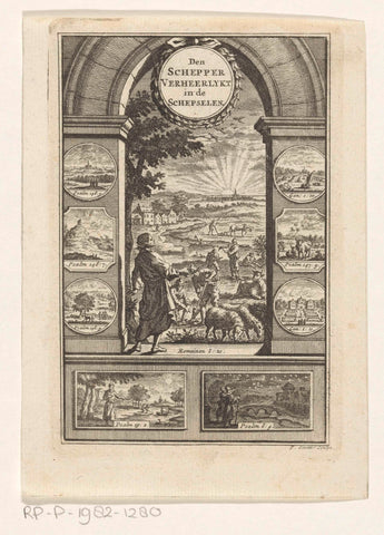 Figuren werkend op het land, Pieter Sluyter, 1685 Canvas Print