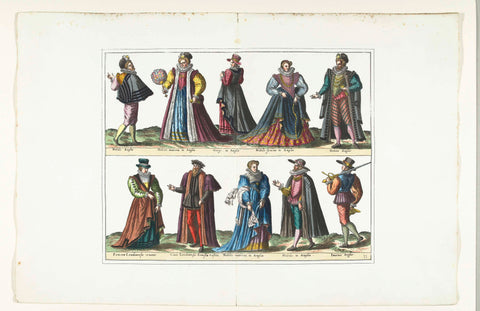 Double plate with five men and five women dressed according to English fashion, c. 1580, anonymous, 1872 - 1875 Canvas Print