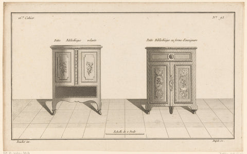 Two bookcases with floral motifs, Nicolas Dupin, 1772 - 1779 Canvas Print