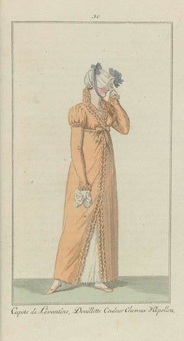 Elegantia, or magazine of fashion, luxury and taste for ladies, December 1807, No. 30: Capote de Levantine..., anonymous, 1807 Canvas Print