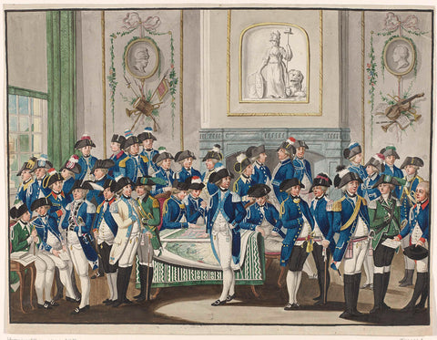 Room with 35 archers in different mounts, 1787, C. van Waard, 1787 Canvas Print