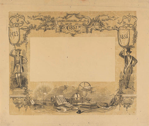 Geornamenteerde omlijsting met de jaartallen '1423', '1856' en '1857', Isaac Weissenbruch, 1857 Canvas Print