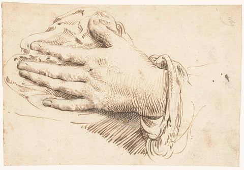 Studie van een linkerhand, Gerard ter Borch (II), c. 1627 - c. 1628 Canvas Print