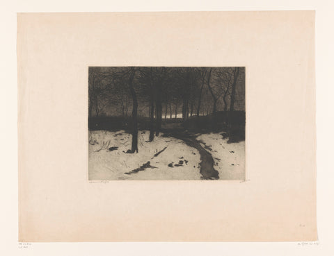 Snowy landscape with forest path, Willem Witsen, c. 1908 Canvas Print