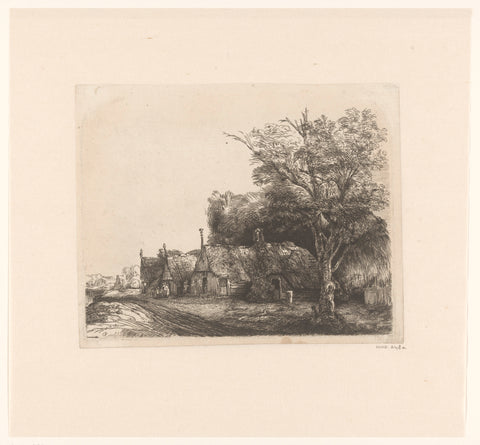 Landscape with three gabled cottages beside a road, James Bretherton, 1760 - 1781 Canvas Print