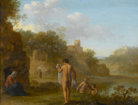 Bathing Men, Cornelis van Poelenburch, after c. 1646 Canvas Print