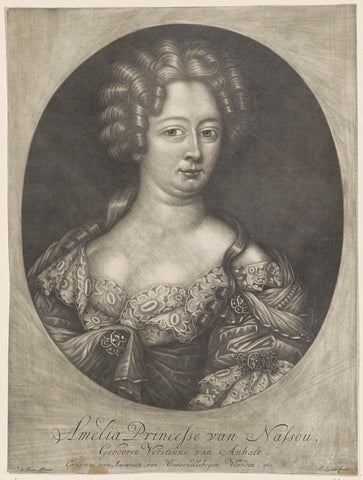 Portrait of Henriëtte Amalia of Anhalt-Dessau, Edo Quiter, 1683- 1694 Canvas Print