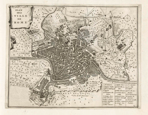 Map of Rome, c. 1702, anonymous, 1702 - 1703 Canvas Print