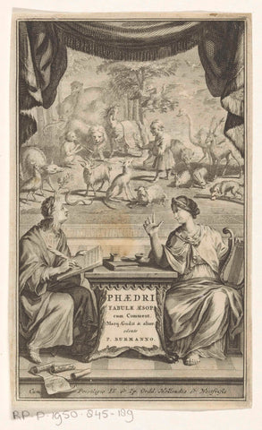 Writer, muse and animals, Joseph Mulder, 1728 Canvas Print