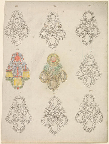 Earrings or brooches, anonymous, c. 1750 - c. 1780 Canvas Print