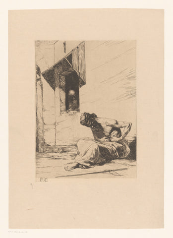 Sitting beggar by an open window, Benjamin Constant (1845-1902), 1878 Canvas Print