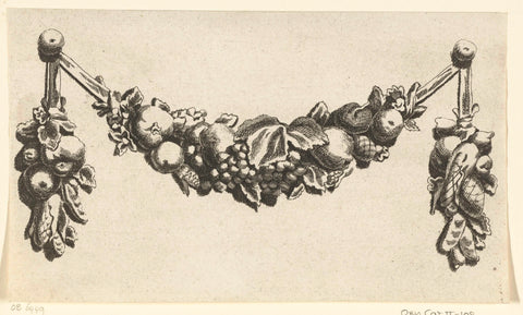 Festoon with a bunch of grapes in the middle, Francoys Dancx, c. 1654 - before 1677 Canvas Print