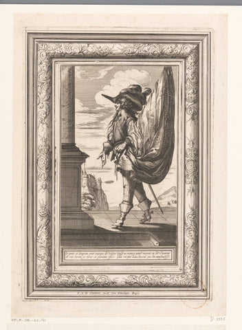 Standard bearer on a platform, dressed according to the fashion of ca. 1630, Abraham Bosse, 1639 Canvas Print