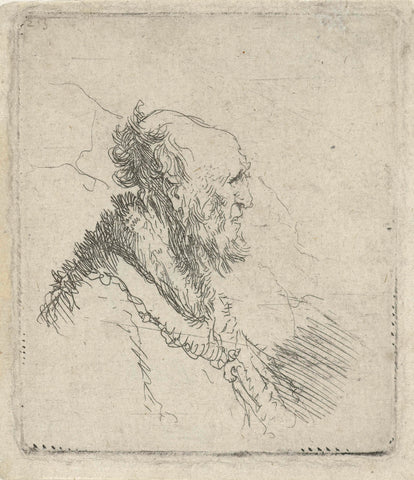 Bald old man with a short beard, in profile right, Rembrandt van Rijn, c. 1635 Canvas Print