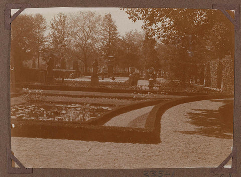 French garden with pond on the south side of the museum in 1928, 1928 Canvas Print